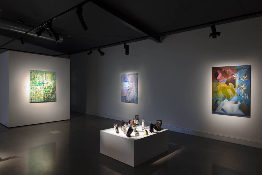 Installation view: Fernando do Campo To Companion a Native Companion, 2018, Fernando do Campo Kounellis Must Have Used Roal River Coal, 2018, Madeleine Kelly Stair Ghost 2019