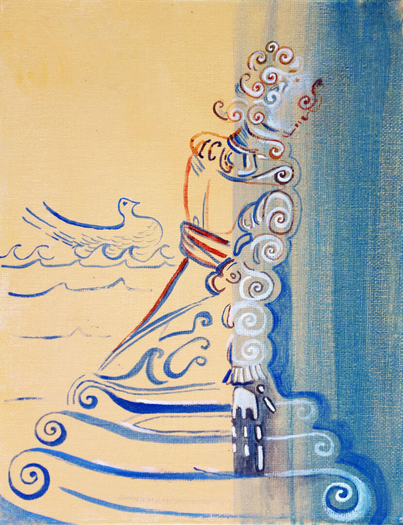 Madeleine Kelly Sperm Wave 2023 Oil and acrylic on canvas board 23 x 18 cm
