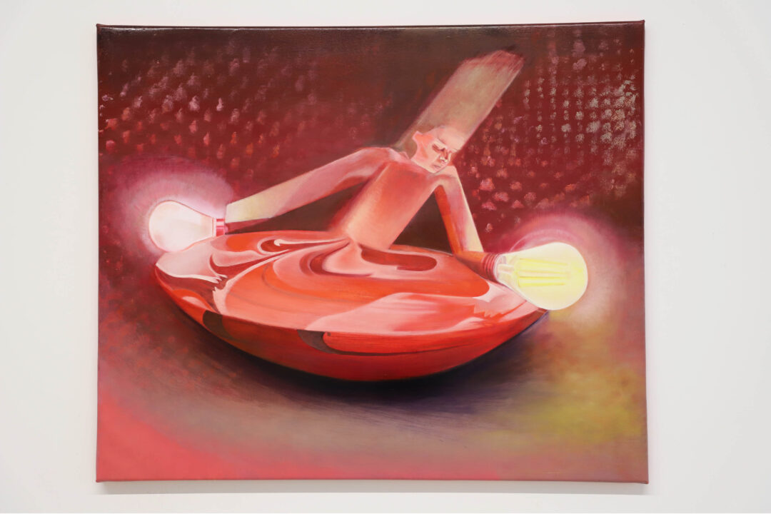 Madeleine Kelly Sun and Moon 2025 Oil and acrylic on polyester 77 x 92 cm