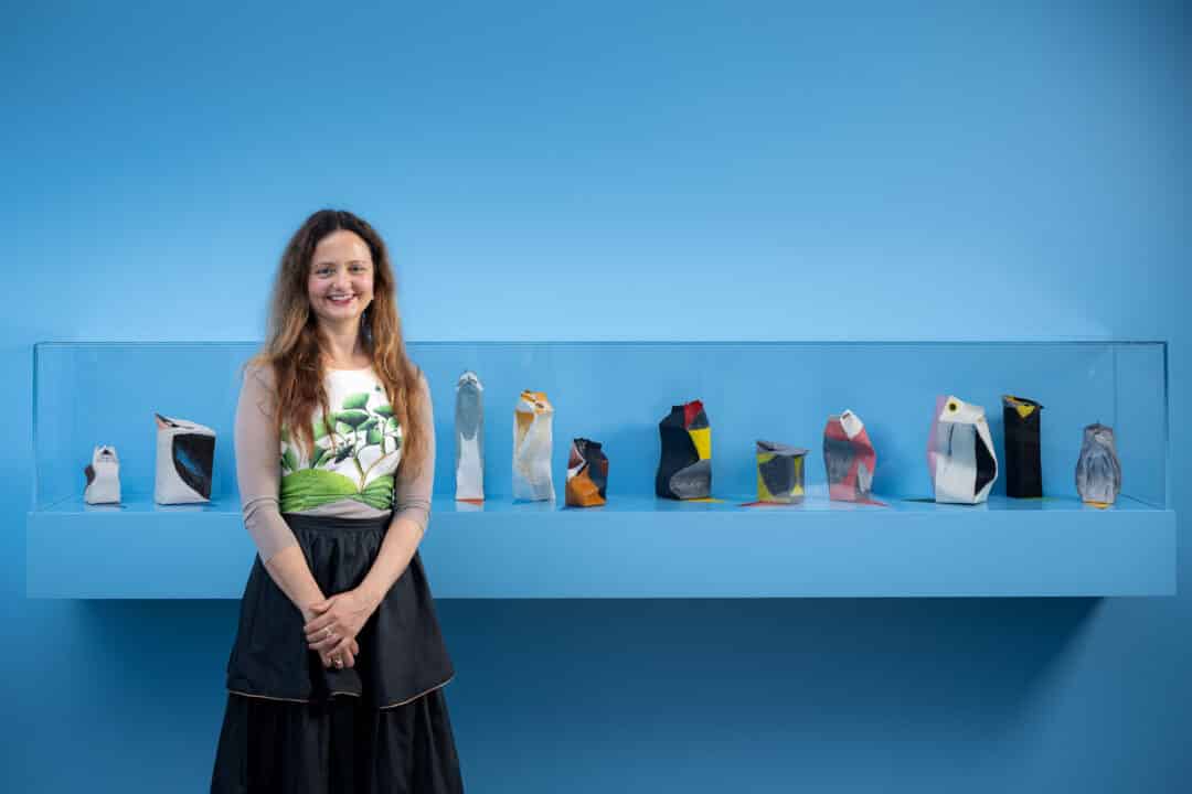 Madeleine Kelly with her work Spectra of Birds QAGOMA 2025